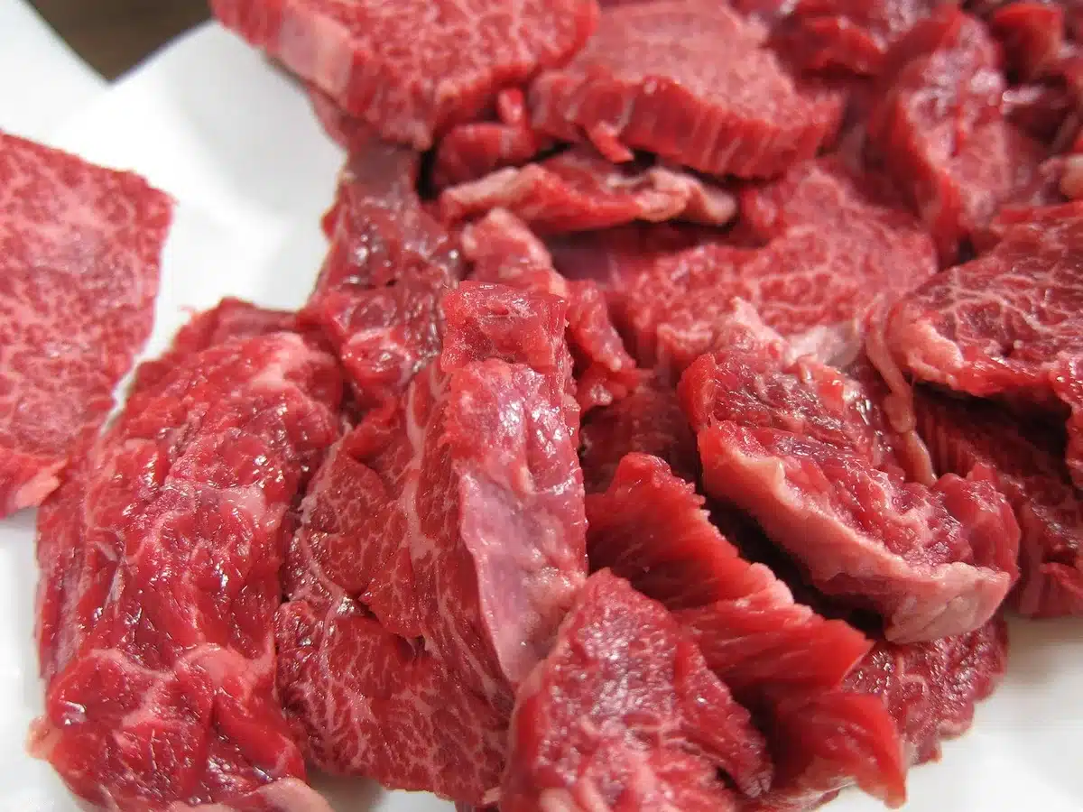 Assortiment de poisson et de viande sur un plan de travail