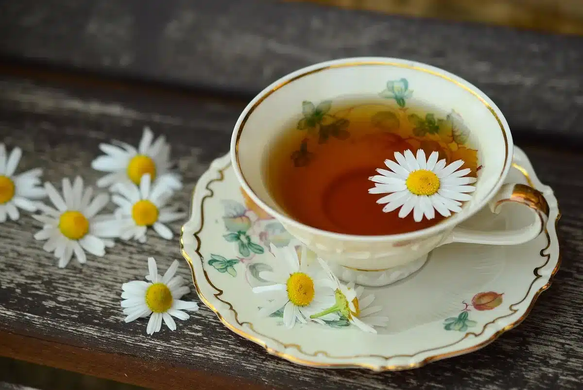 Infusion de camomille et thym vapeur pour dégager le nez naturellement