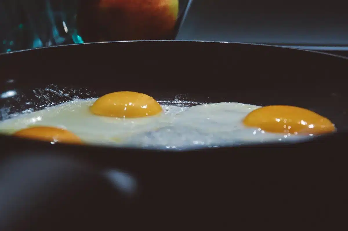 Poêle sur feu moyen pour réchauffer de la viande ou du poisson avec texture préservée