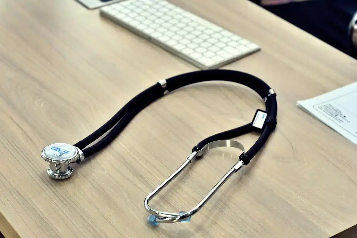 Mains tenant un dossier médical et une image d'échographie cardiaque près d'une fenêtre en journée